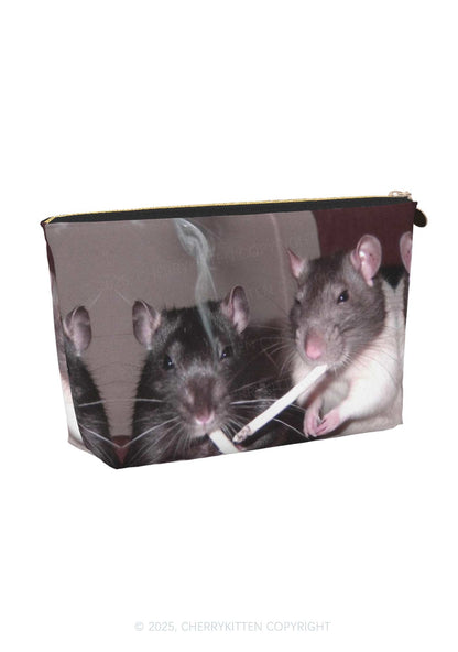 Smoking Rats Y2K Leather Makeup Bag Cherrykitten