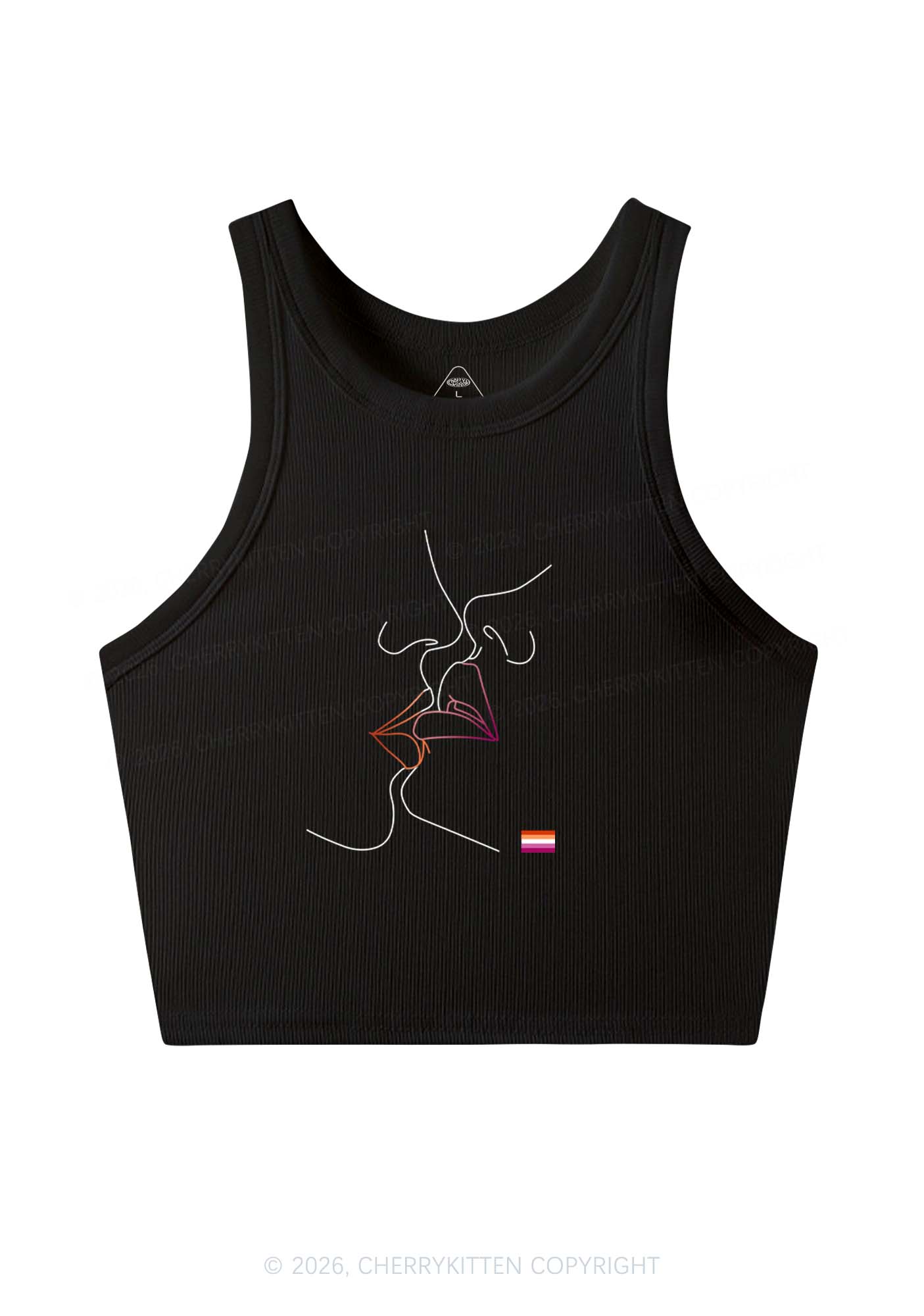 Lesbian Kiss Pride Y2K Crop Tank Top Cherrykitten
