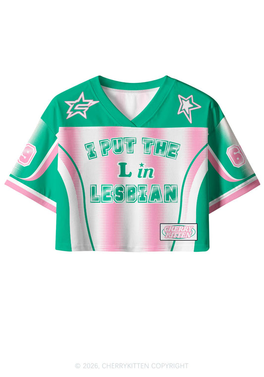 Put L In Lesbian Pride Y2K Crop Sport Jersey Shirts Cherrykitten