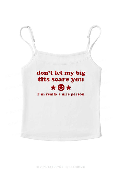 Glitter Dont Let My Big Txts Scare You Y2K Spaghetti Strap Cami Cherrykitten