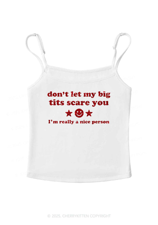 Glitter Dont Let My Big Txts Scare You Y2K Spaghetti Strap Cami Cherrykitten