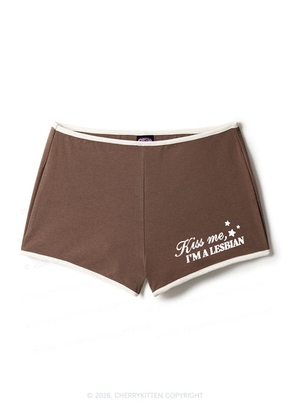 Kiss Me Im A Lesbian Pride Y2K Booty Shorts Cherrykitten