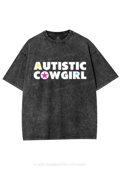 Autistic Cowgirl Y2K Shirts Washed Tee Cherrykitten