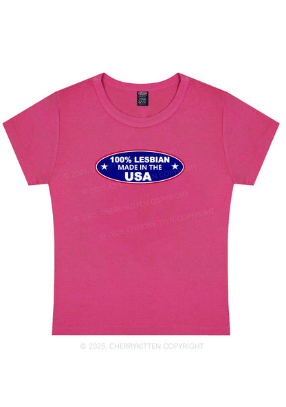 Lesbian Made In USA Y2K Baby Tee Cherrykitten