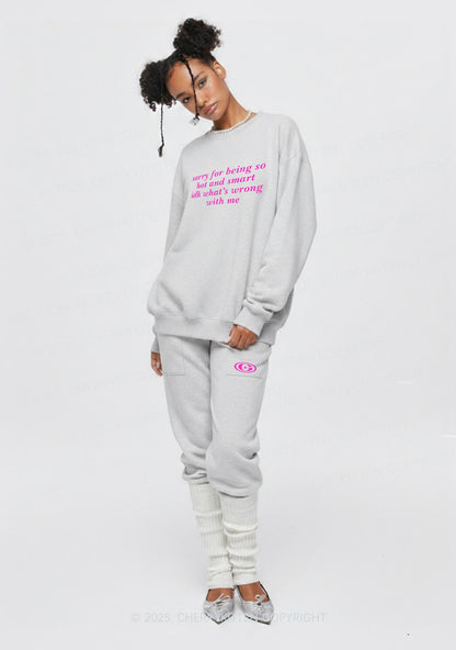 Sorry For Being So Smart Y2K Fleece Sweatshirts Set Cherrykitten