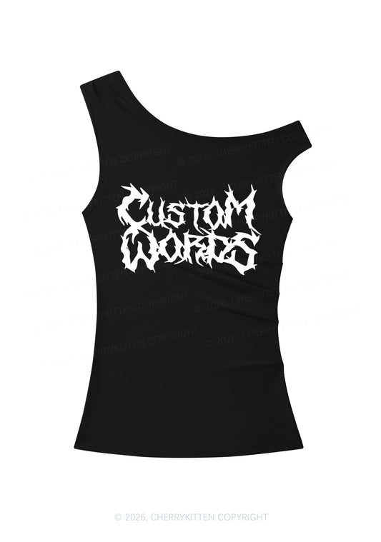 Custom Text Punk Font Y2K Off Shoulder Tank Top Cherrykitten