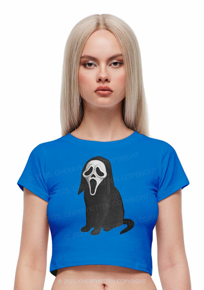 Halloween Ghostcat Y2K Baby Tee Cherrykitten