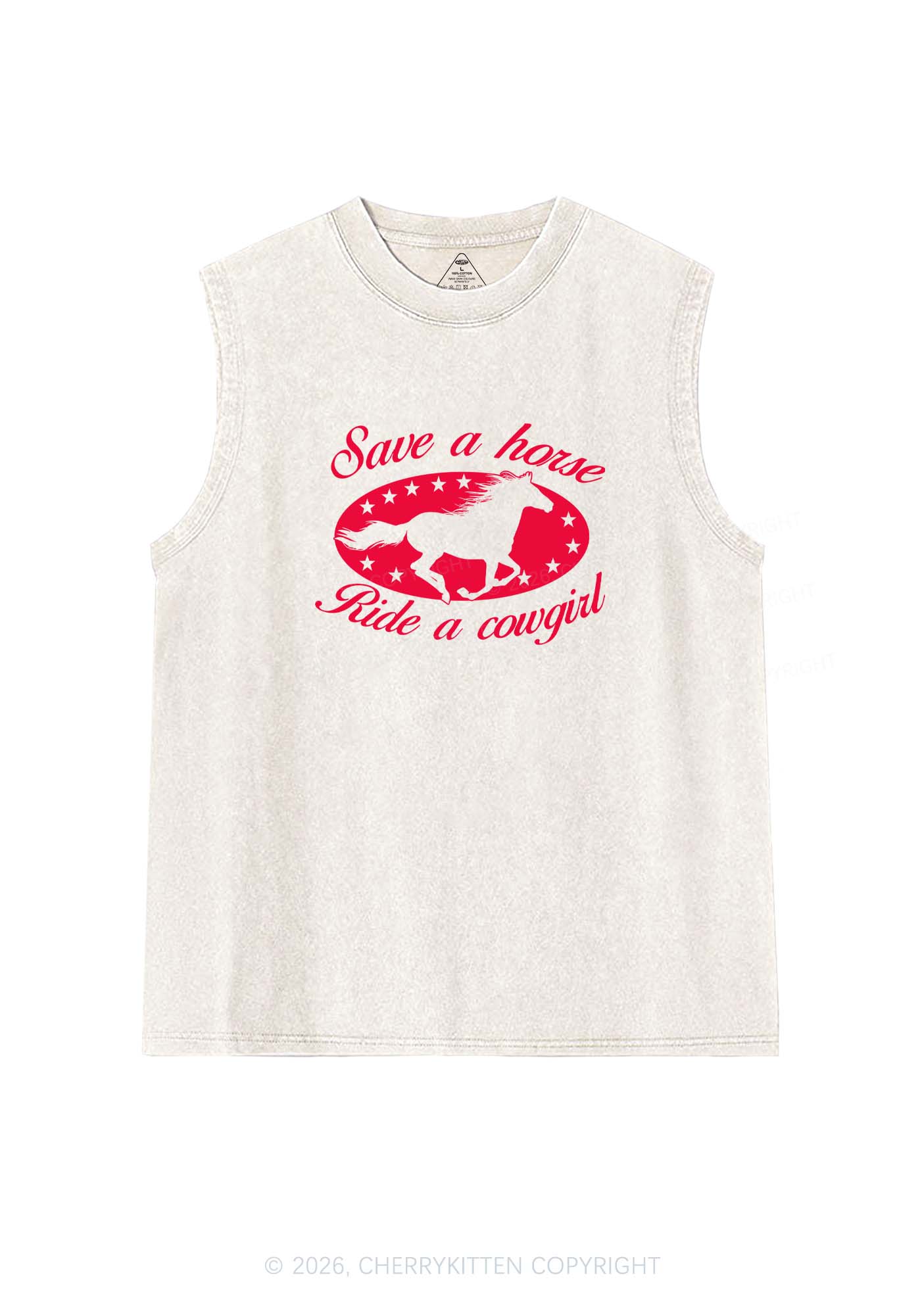 Star Horse Cowgirl Pride Y2K Washed Muscle Tank Cherrykitten