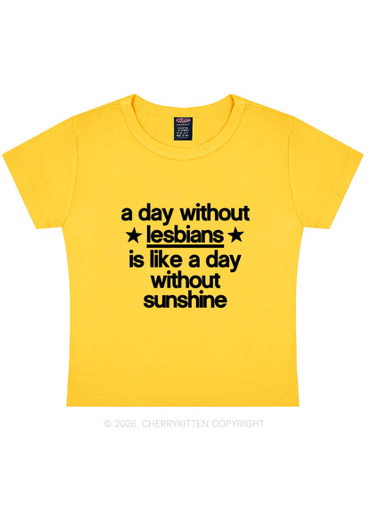 Lesbians Is Like Sunshine Pride Y2K Baby Tee Cherrykitten