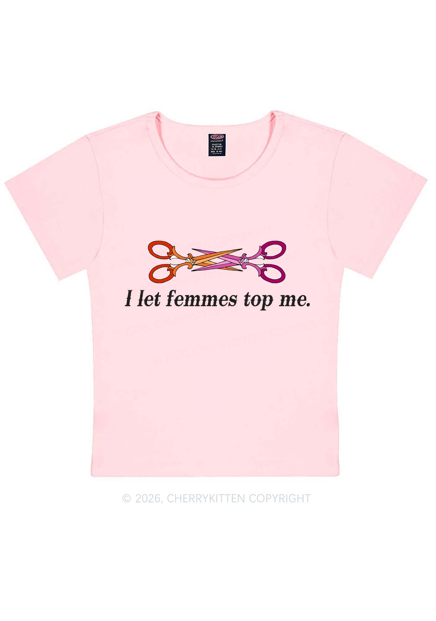 I Let Femmes Top Me Scissors Pride Y2K Baby Tee Cherrykitten