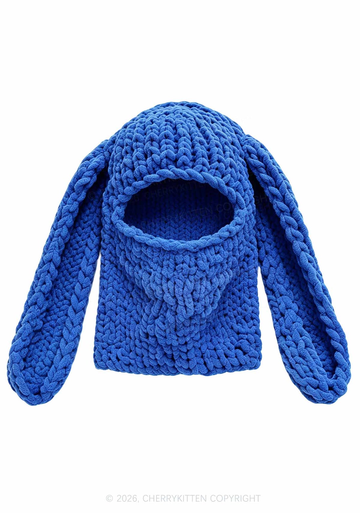 Halloween Blue Bunny Ear Y2K Knitted Balaclava Cherrykitten