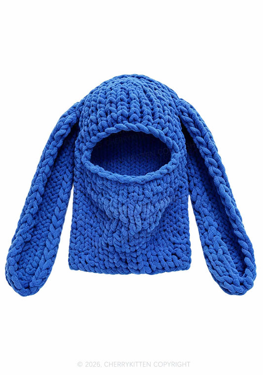 Halloween Blue Bunny Ear Y2K Knitted Balaclava Cherrykitten