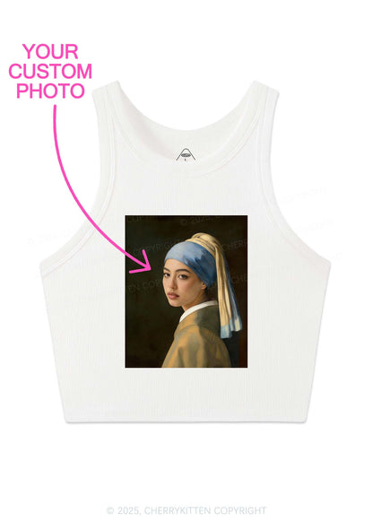 Custom Pearl Portrait Y2K Crop Tank Top Cherrykitten