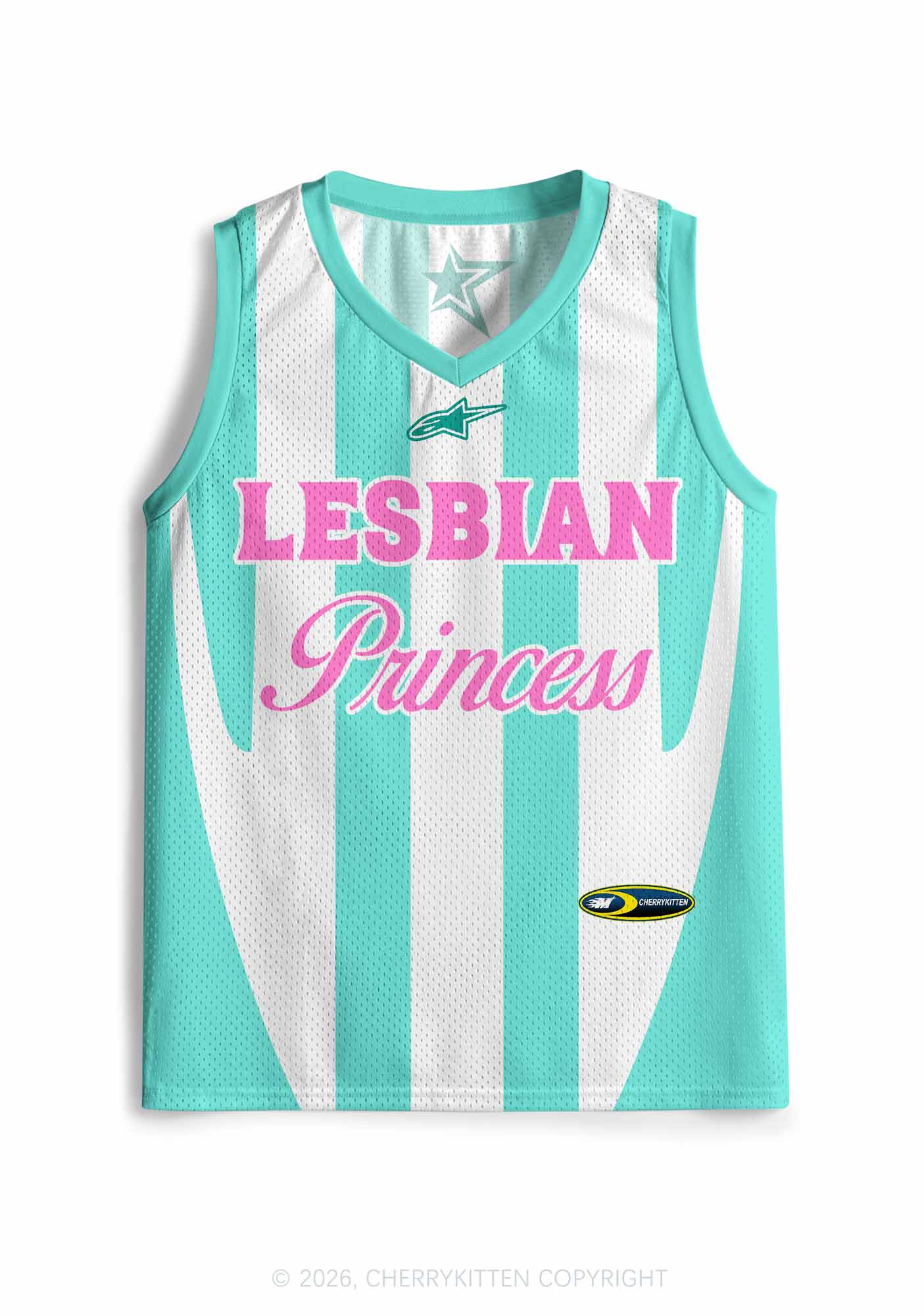 Mint Green Lesbian Princess Pride Y2K Sport Jersey Tank Cherrykitten