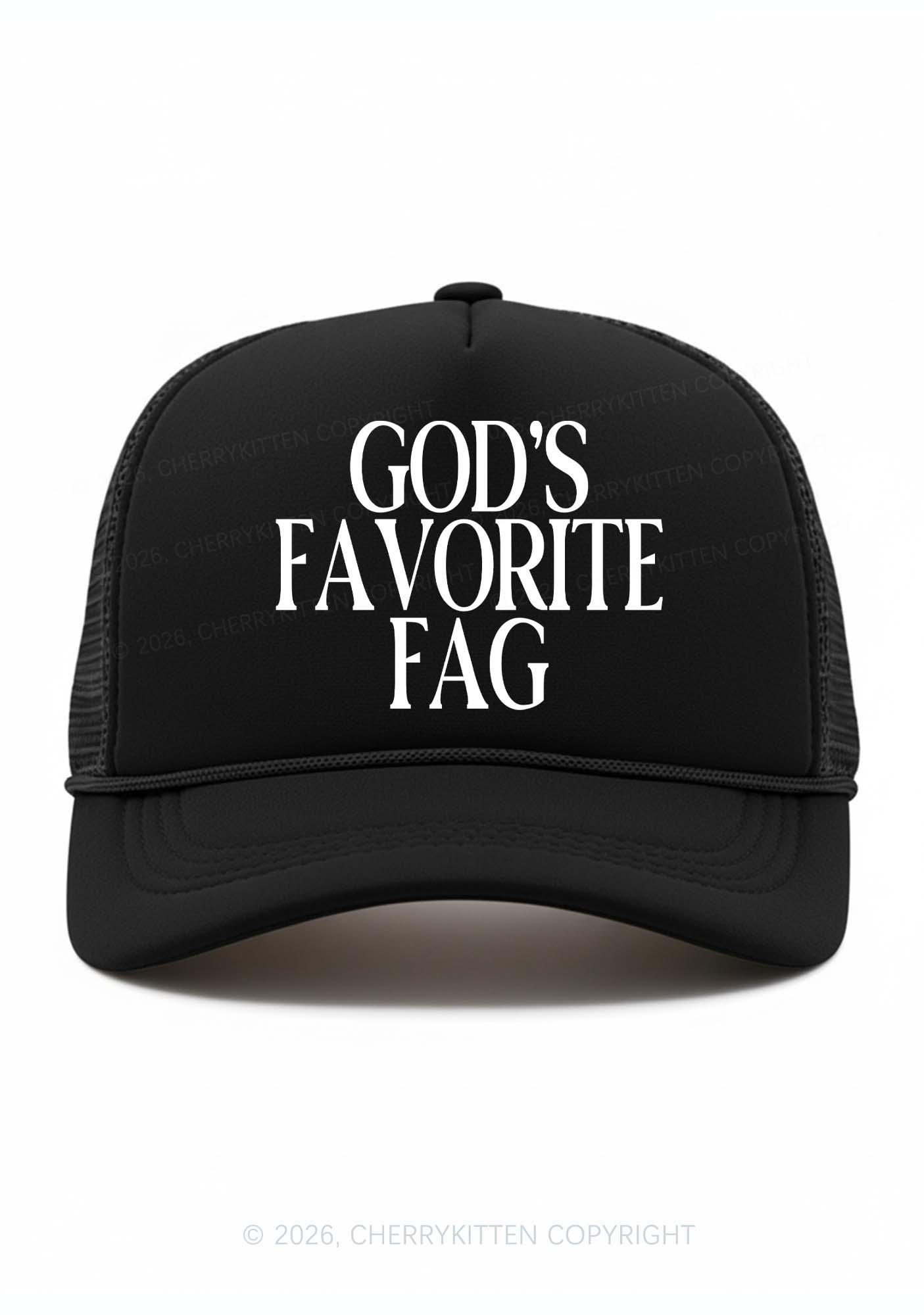 Gods Favorite Fag Pride Y2K Trucker Hat Cherrykitten