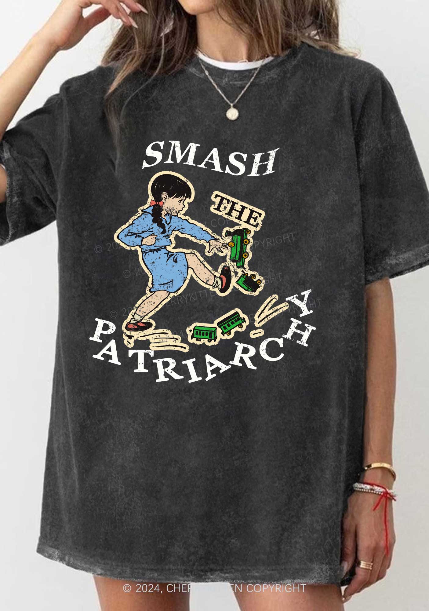 Smash The Patriarchy Y2K Washed Tee Cherrykitten