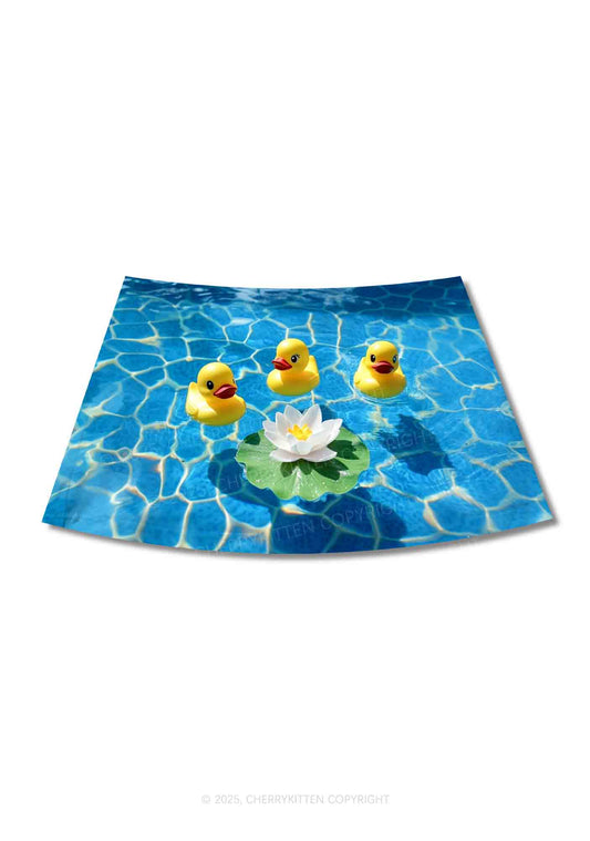 Three Ducks And Lily Y2K Print Mini Skirt Cherrykitten