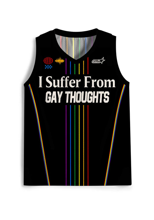 Black I Suffer From Gay Thoughts Pride Y2K Sport Jersey Tank Cherrykitten
