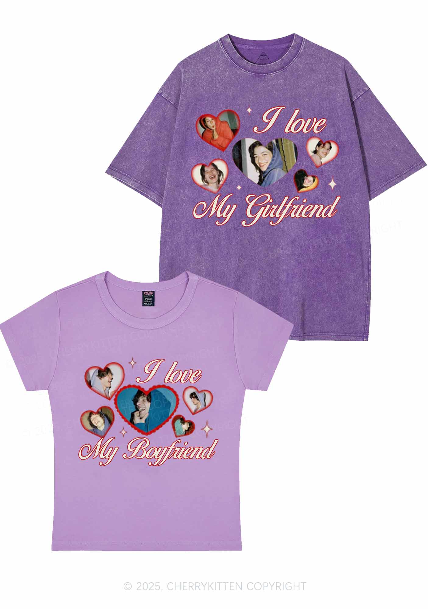 Custom Boyfriend Girlfriend Photos Y2K Valentine's Day Couple Shirt Cherrykitten