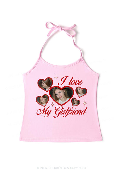 Custom Photo I Love My GF BF Valentine's Day Y2K Halter Neck Cami Cherrykitten
