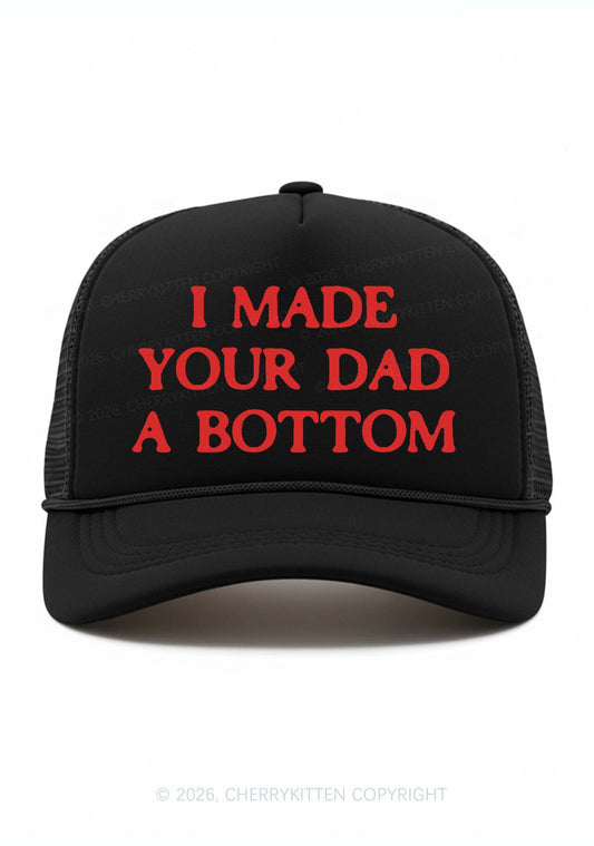 Made Your Dad A Bottom Pride Y2K Trucker Hat Cherrykitten