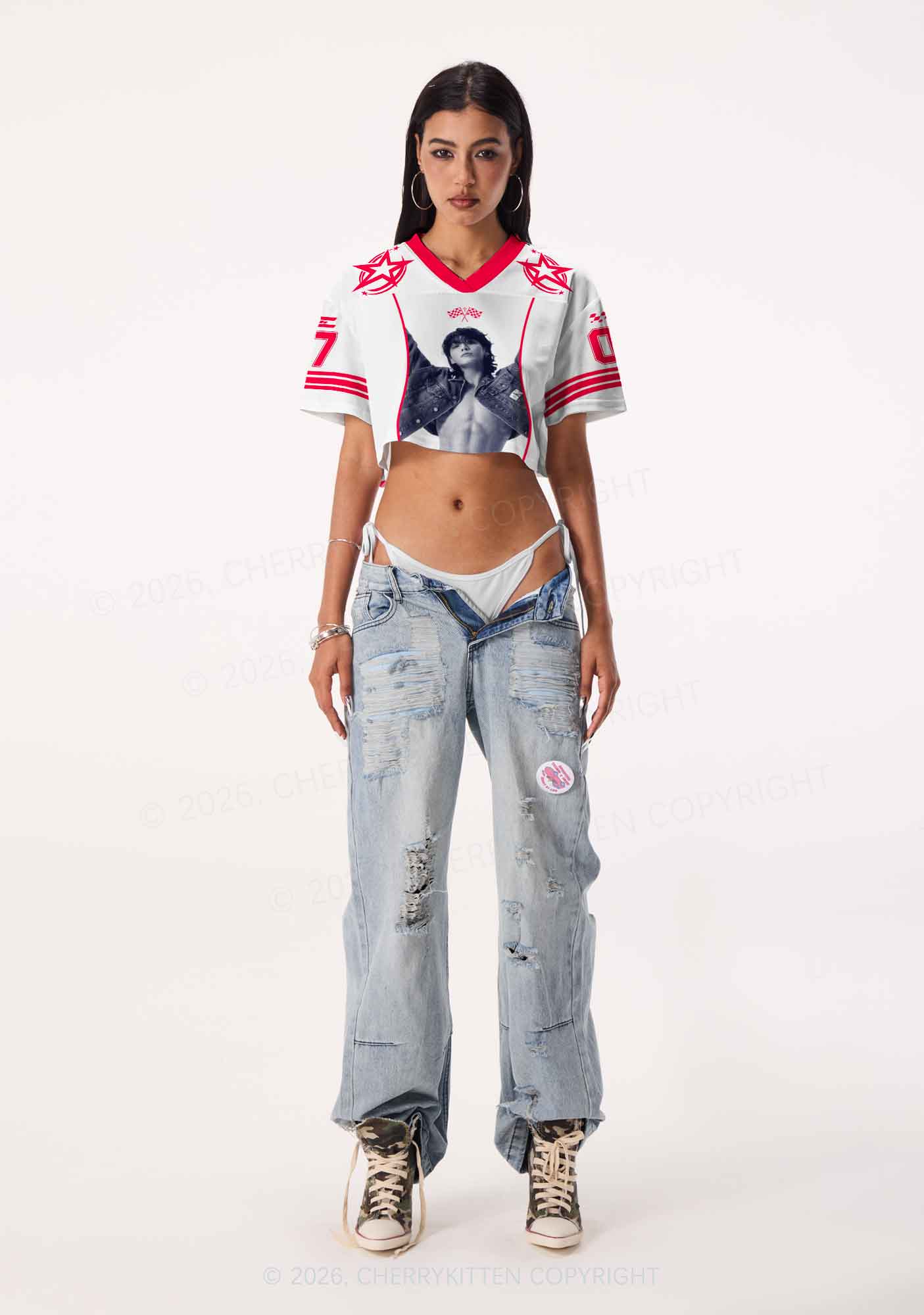 Cowboy Boy Kpop Y2K Crop Sport Jersey Shirts Cherrykitten