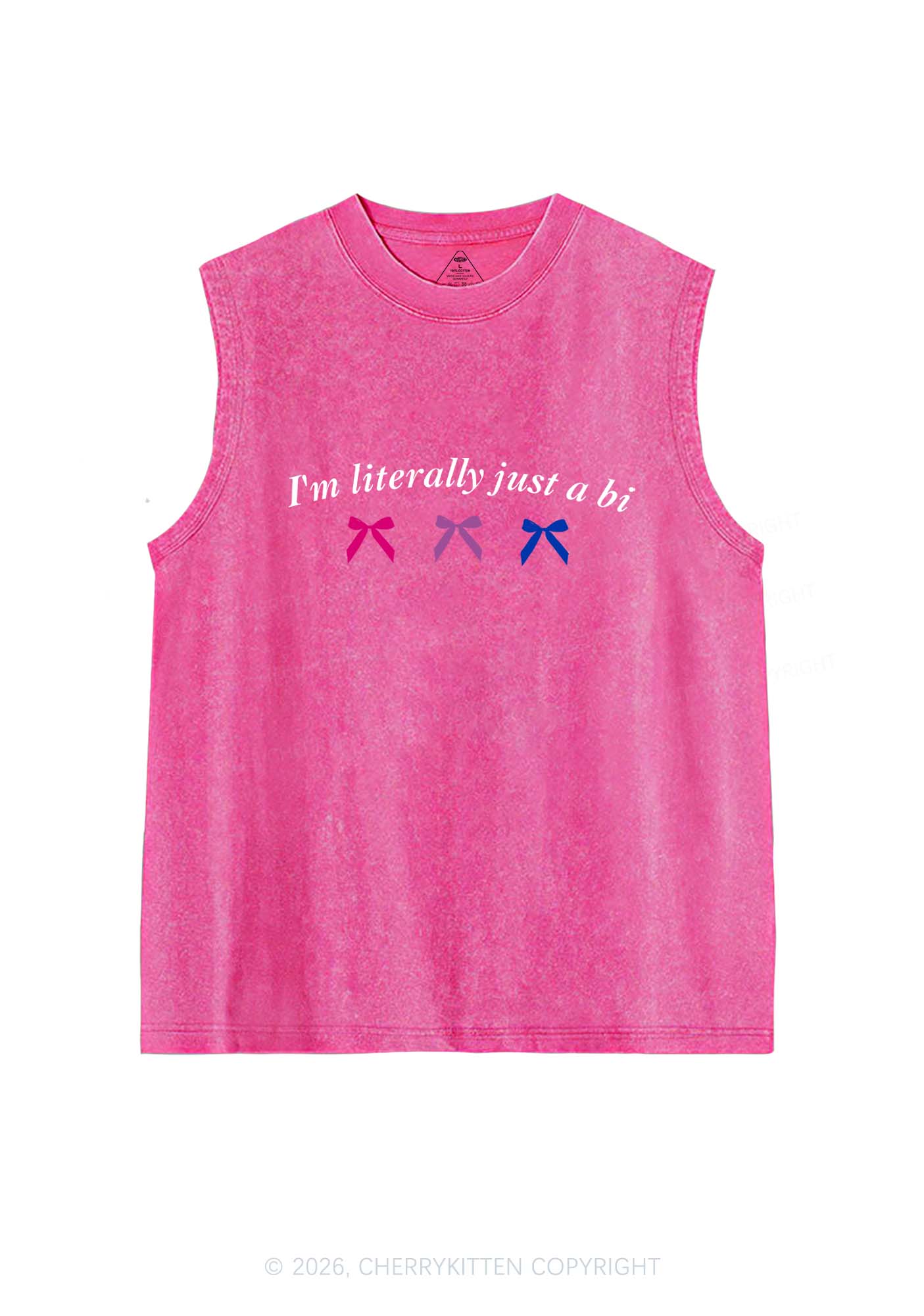 Im Literally Just A Bi Pride Y2K Washed Muscle Tank Cherrykitten