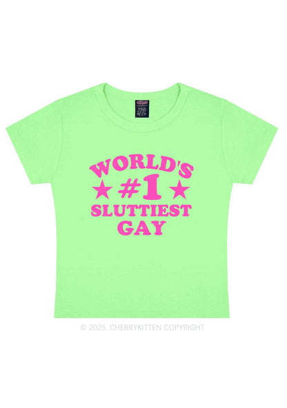 Worlds First Slxttiest Gay Pride Y2K Baby Tee Cherrykitten