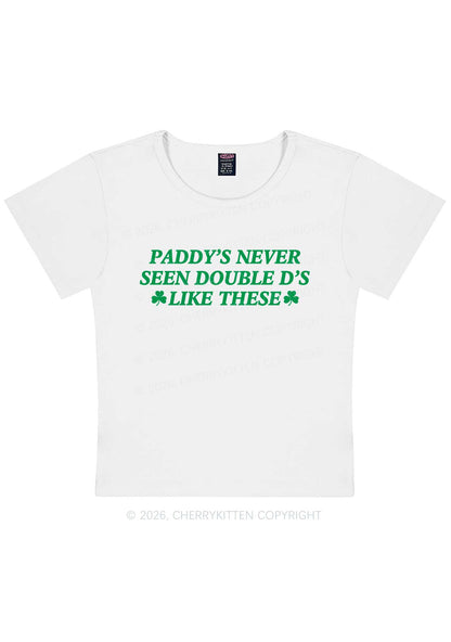 Paddys Never Seen Double D St Patricks Y2K Baby Tee Cherrykitten