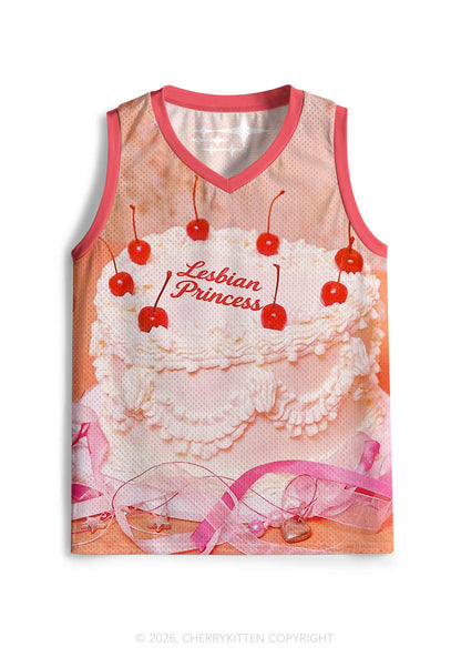 Orange Lesbian Princess Cake Pride Y2K Sport Jersey Tank Cherrykitten