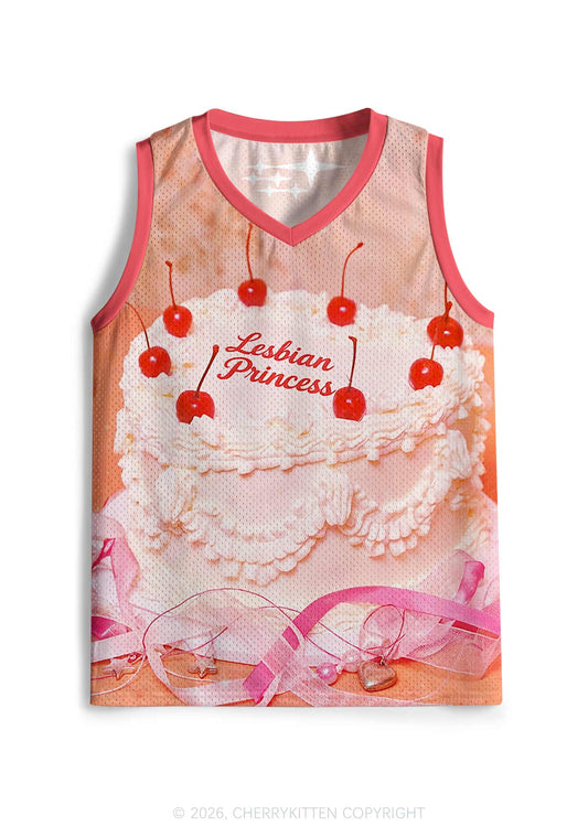 Orange Lesbian Princess Cake Pride Y2K Sport Jersey Tank Cherrykitten