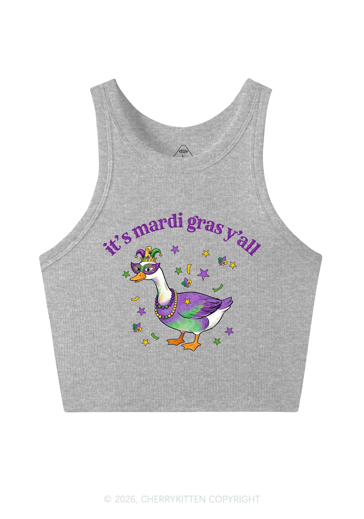 Its Mardi Gras Yall Y2K Crop Tank Top Cherrykitten