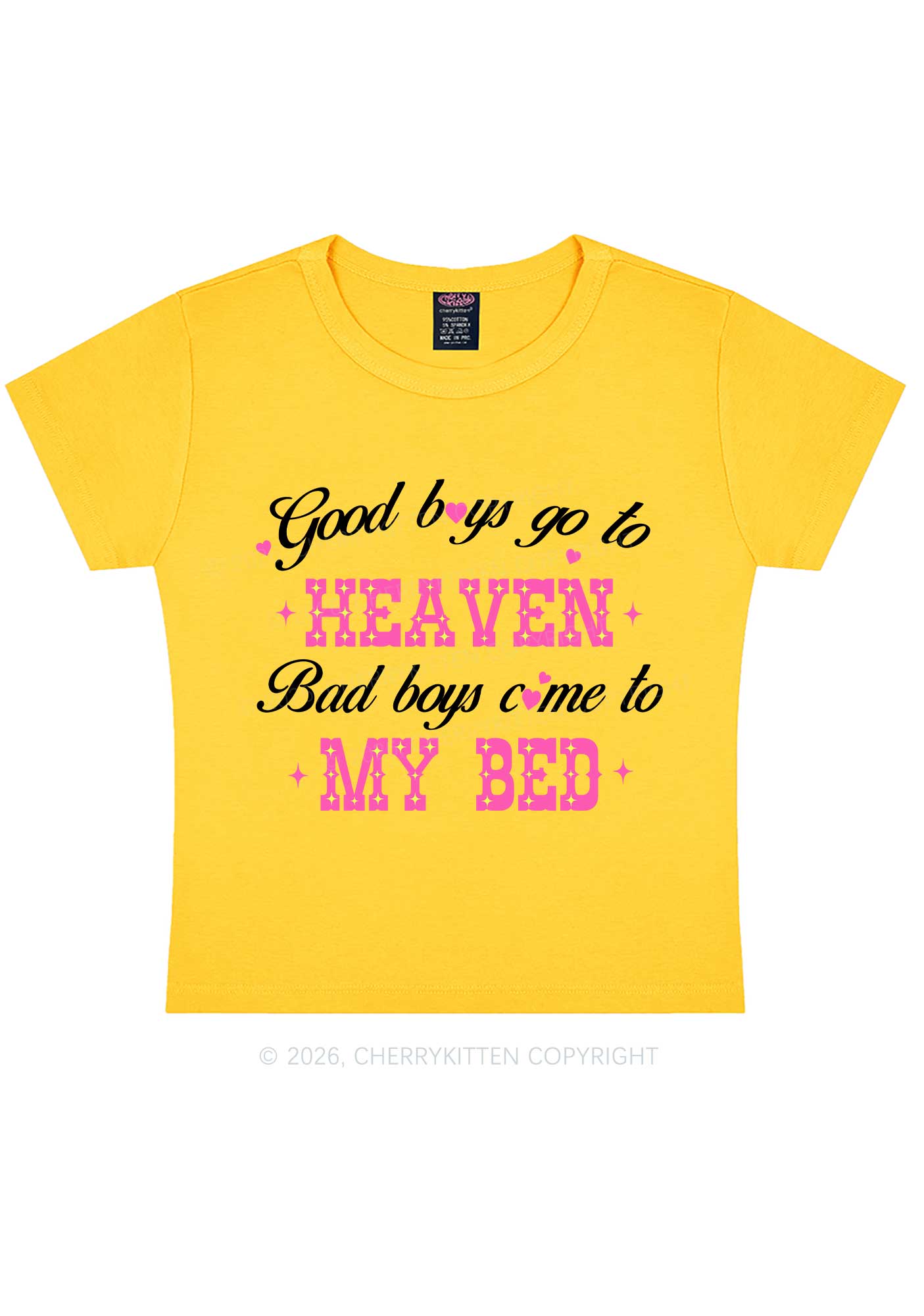 Bad Boys Come To My Bed Y2K Baby Tee Cherrykitten