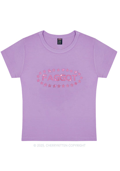 Rhinestone Pink Faggot Stars Pride Y2K Baby Tee Cherrykitten