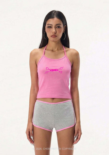 Pink Scissor Pride Y2K Halter Neck Cami Cherrykitten