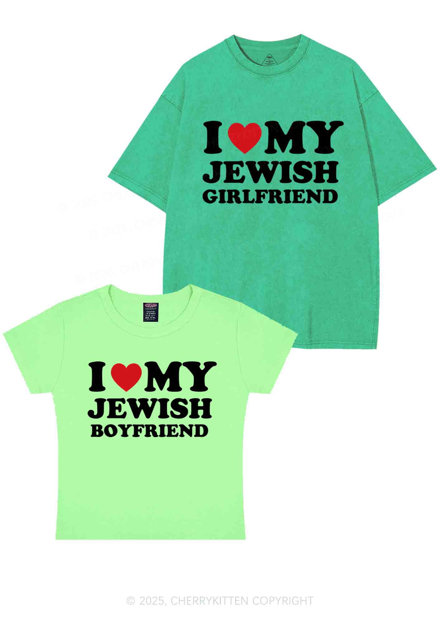 Custom I Love My Jewish GF BF Y2K Valentine's Day Couple Shirt Cherrykitten