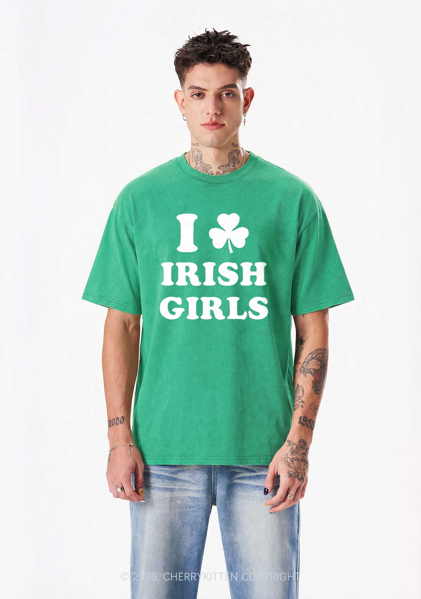 Irish Girls St Patricks Y2K Washed Tee Cherrykitten