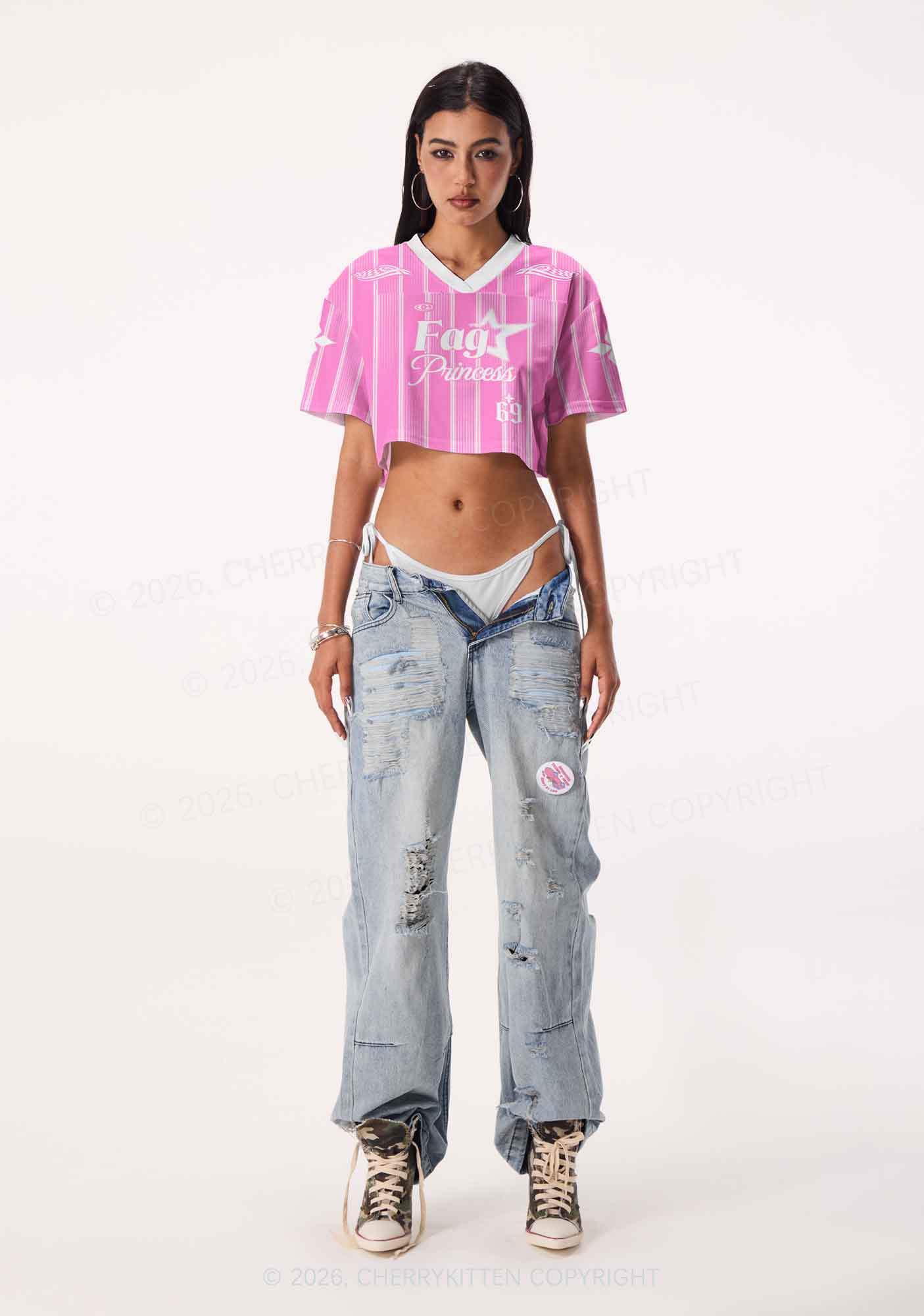 Fag Princess Pride Y2K Crop Sport Jersey Shirts Cherrykitten