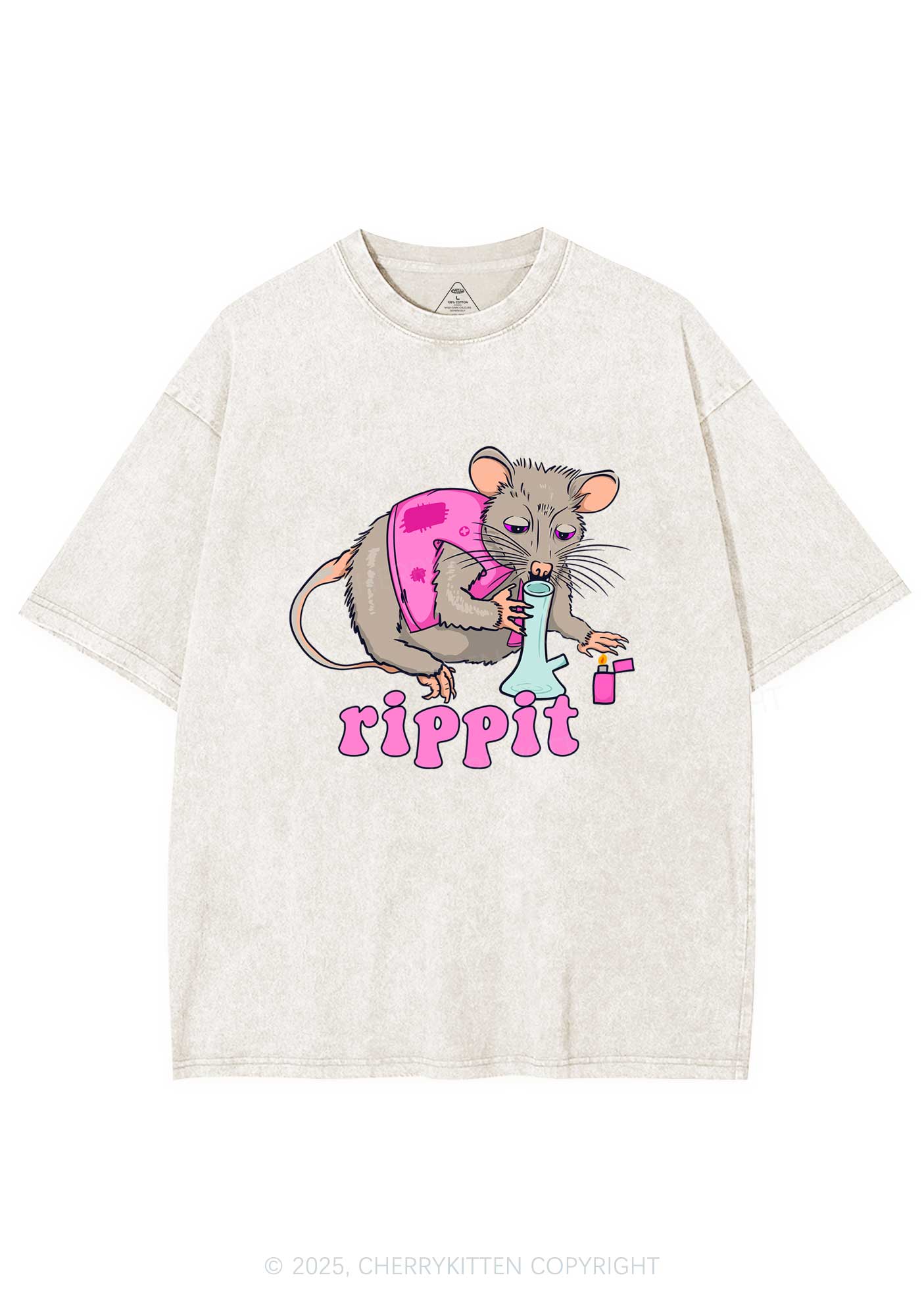 Rippit Rat Y2K Shirts Washed Tee Cherrykitten