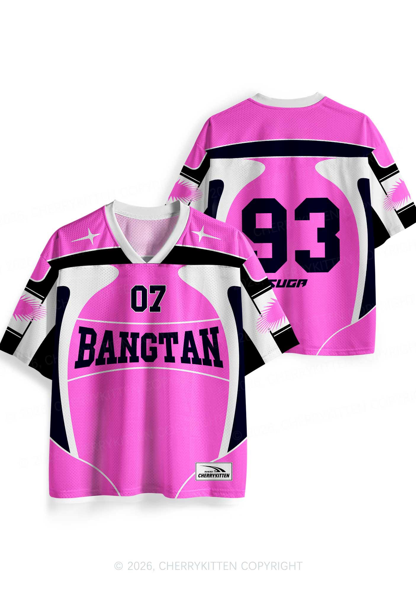 Hot Pink Korean Boys Y2K Sport Jersey Shirts Cherrykitten