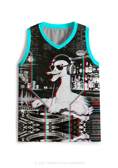 Retro Glitch DJ Duck Y2K Sport Jersey Tank Cherrykitten