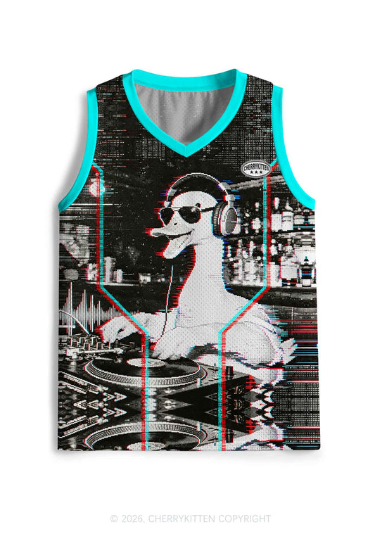 Retro Glitch DJ Duck Y2K Sport Jersey Tank Cherrykitten