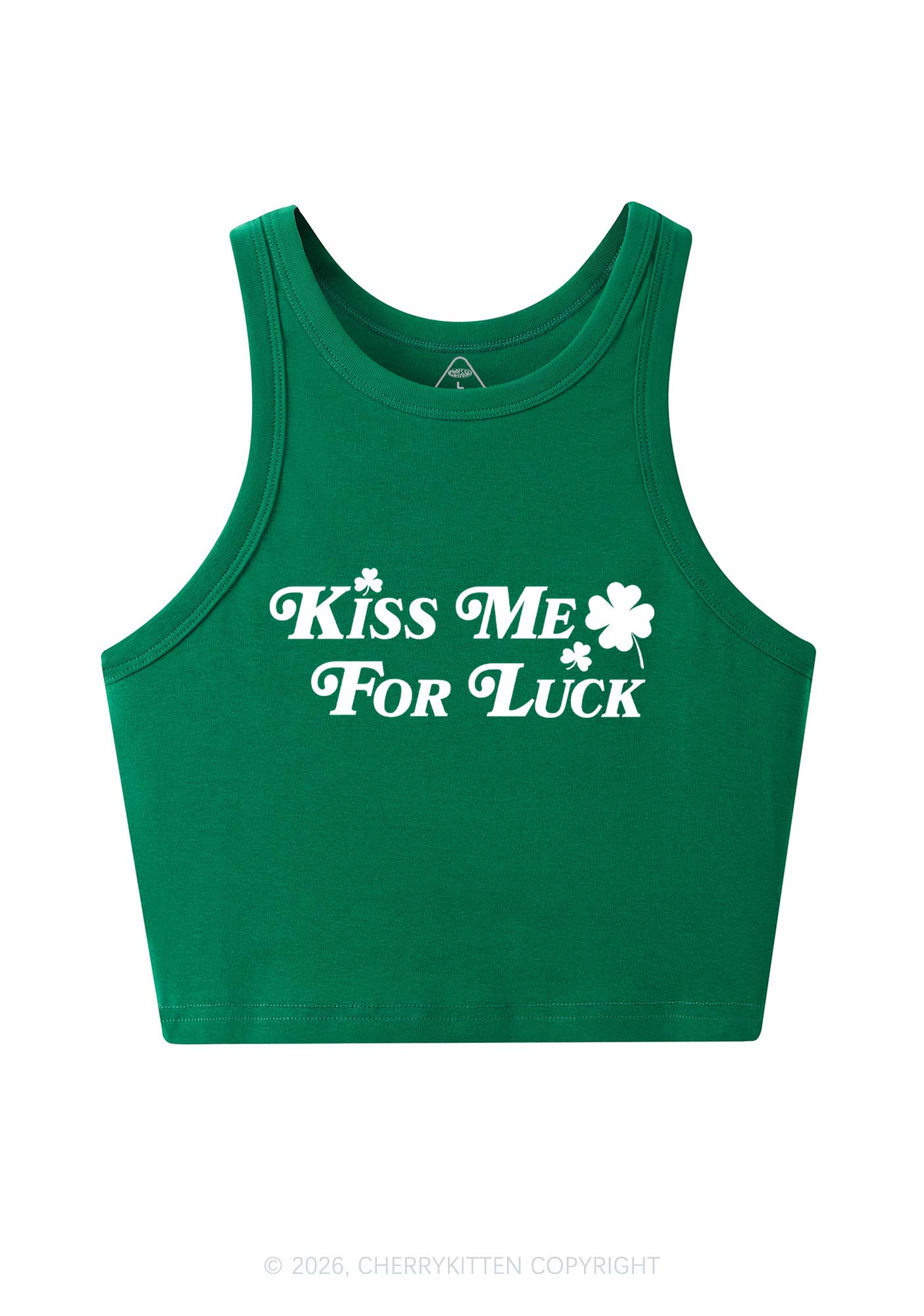 Kiss Me For Luck St Patricks Y2K Crop Tank Top Cherrykitten