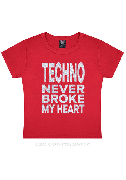 Glitter Techno Heart Y2K Baby Tee Cherrykitten