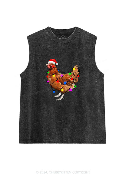 Christmas Hen Y2K Washed Tank Cherrykitten