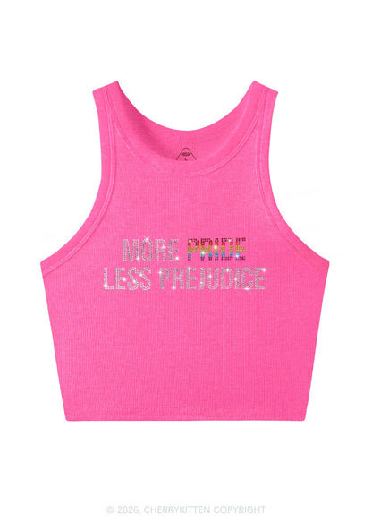 Rhinestone More Pride Less Prejudice Pride Y2K Crop Tank Top Cherrykitten
