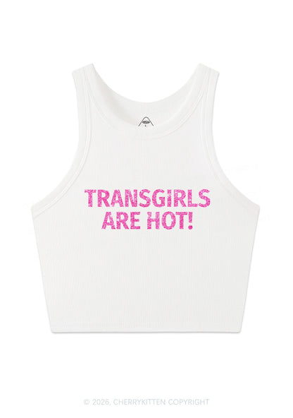 Glitter Transgirls Are Hot Pride Y2K Crop Tank Top Cherrykitten