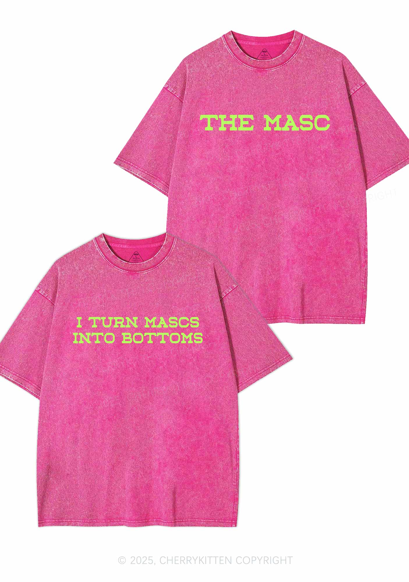 I Turn Mascs Into Bottoms Pride Y2K Valentine's Day Washed Tee Cherrykitten