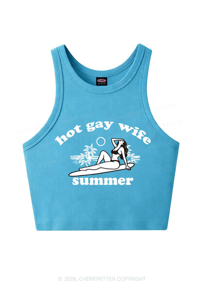 Hot Gay Wife Summer Pride Y2K Crop Tank Top Cherrykitten
