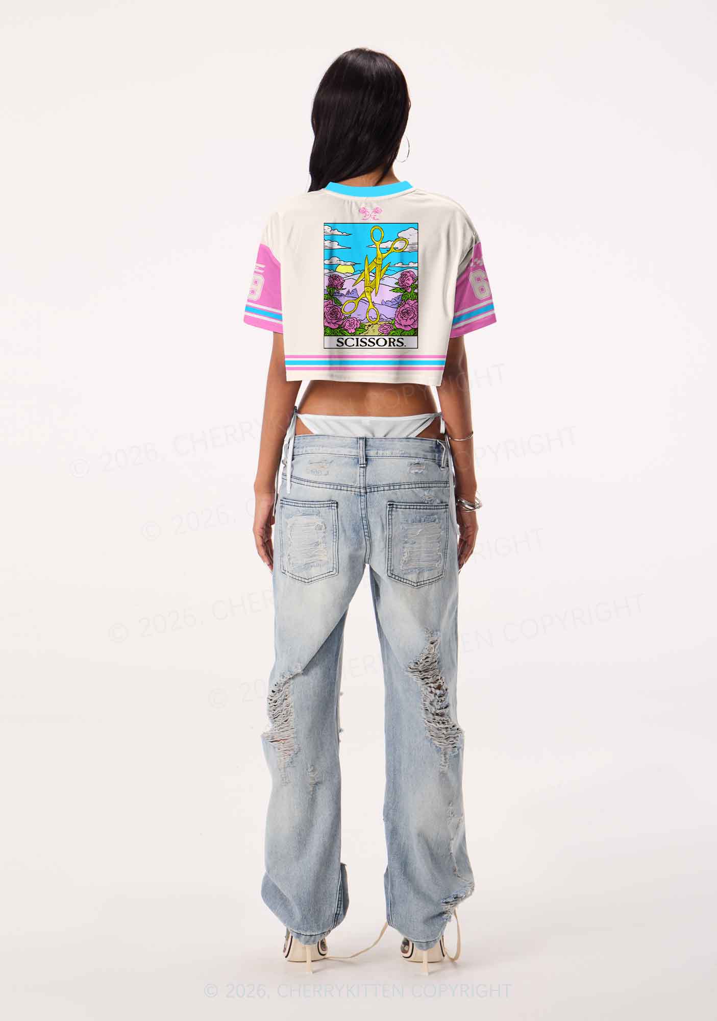 Yellow Scissors Pride Y2K Crop Sport Jersey Shirts Cherrykitten